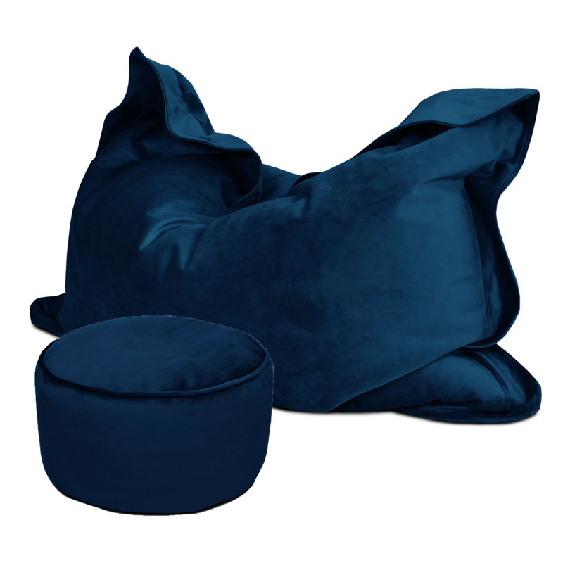 rucomfy Beanbags Luxury Velvet Junior Squashy Squarbie Bean Bag. Kids Lounger for Bedroom or Play Room. Childrens Large Plush Floor Cushion - 125 x 100cm
