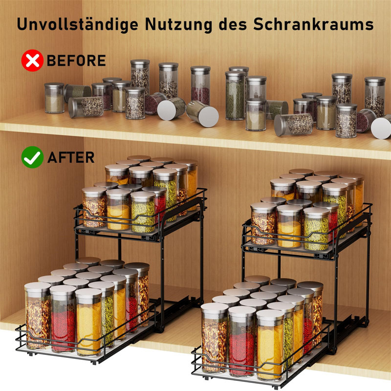Spice Rack, Grey, 23cm H x 18.2cm W x 26.4cm D