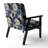 Cobalt Blue Scrollwork Swirls Victorian Pattern II - Upholstered Floral Accent Chair-1244381046