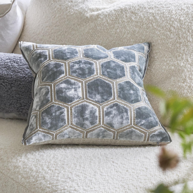 Manipur Velvet Decorative Pillow, 17"H x 17"W, Silver