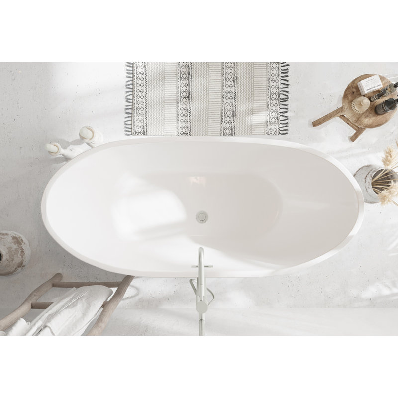 Labrusca 67'' x 28.3'' Soaking Fiberglass Bathtub, Brushed Gold
