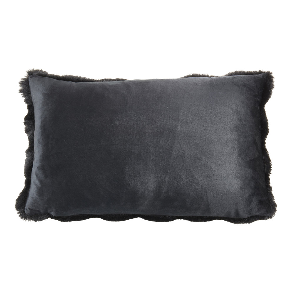 Cozy Bubble Faux Fur Pillow Cover, Black, No Insert, Rectangle 12" H x 20" W