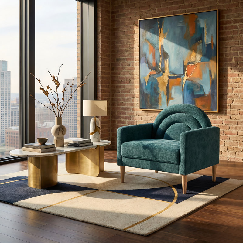 Upholstered Accent Chair, Turquoise