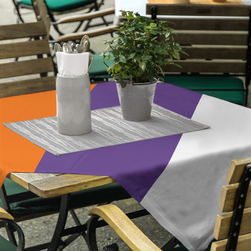 Clemson Striped Cotton Blend Tablecloth, Clemson Orange/Purple/White