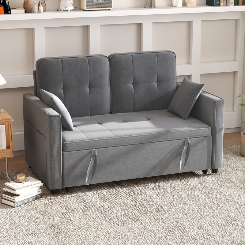 Canapé-lit convertible 3 en 1: canapé-lit moderne escamotable, canapé-lit en velours, futon de salon, Gris