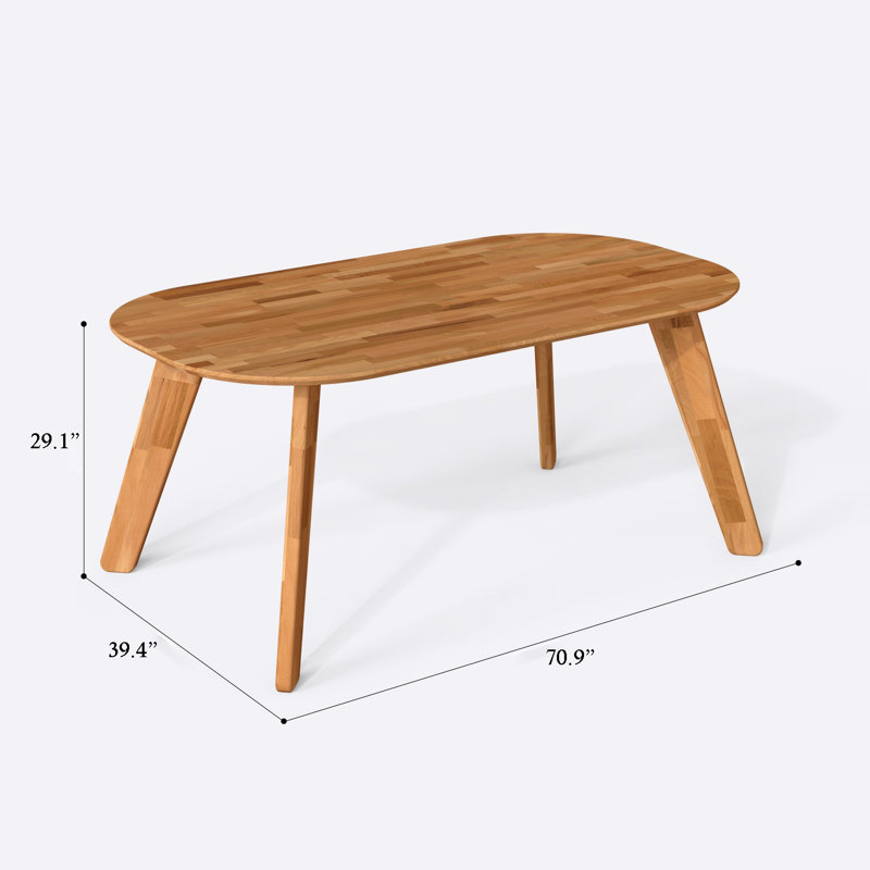 Monroe Oval Dining Table, Solid Beech Wood Minimalist Kitchen & Dining Table for 4 to 6, 29.13" H x 39.4" L x 70.9" W