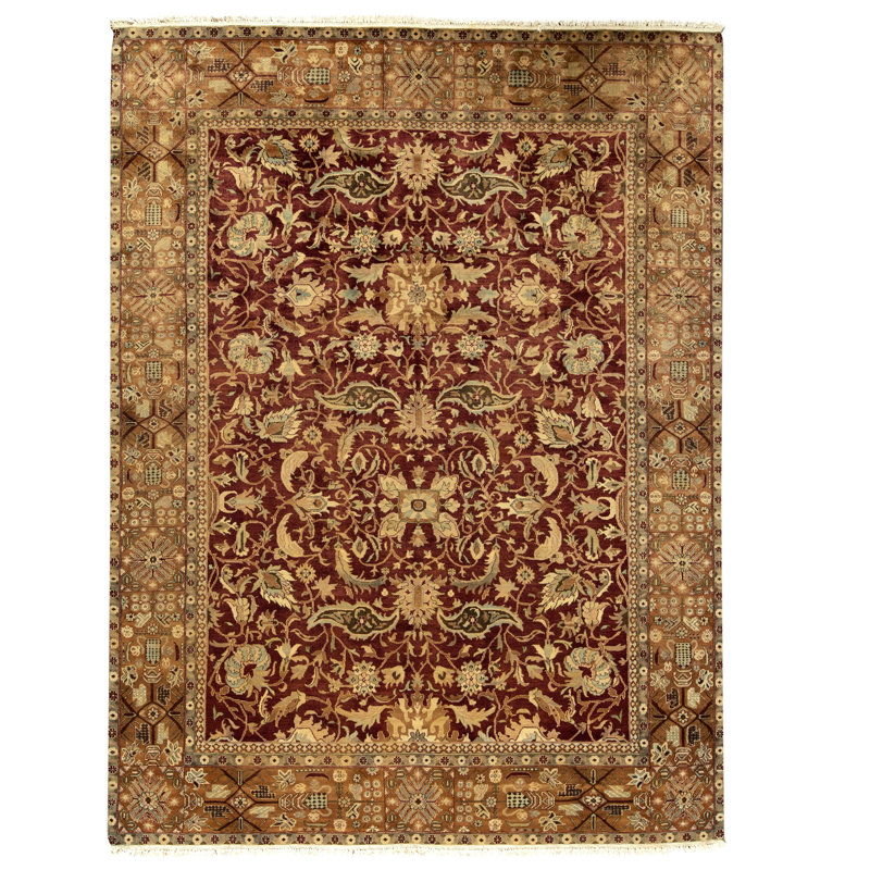 High-Quality Hand-Knotted Red And Gold Area Rug