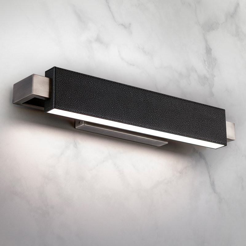 Barre d'éclairage de salle de bain 2 lumières DEL Kinsman, Nickel brossé galet noir