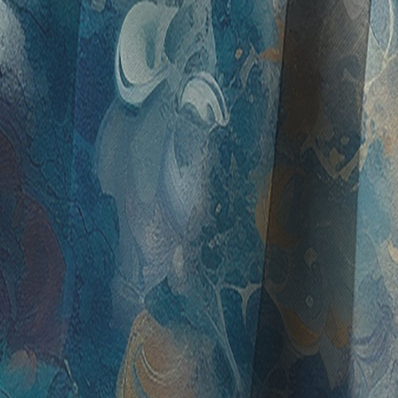 Seascape Abstract Painting I - Liquid Ink Curtain - Blackout Abstract Curtain - 1 Panels, 52" W x 95" L