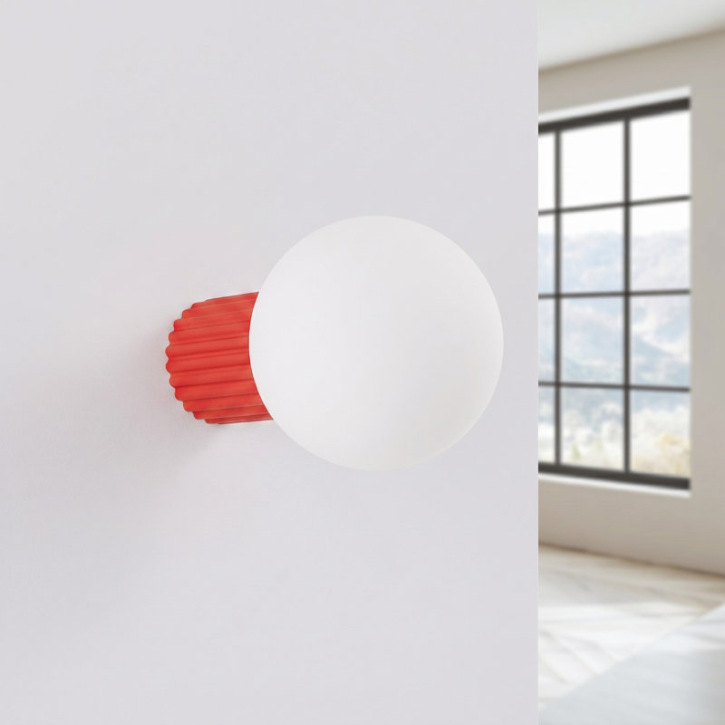 Halo Aluminium Flush Mounted Sconce, Red