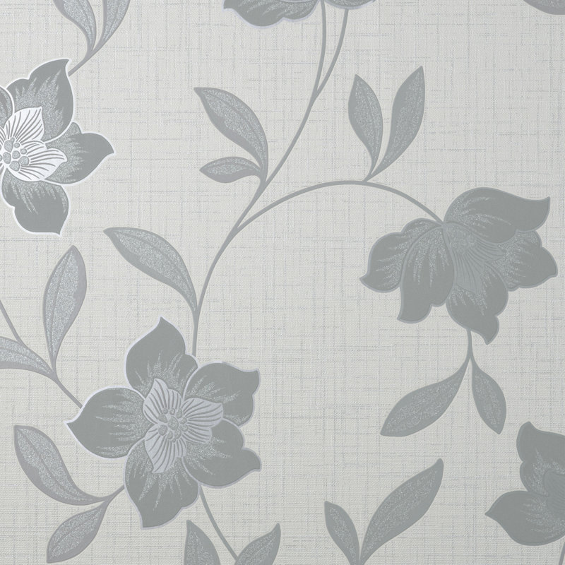 Larson Floral Wallpaper, Silver