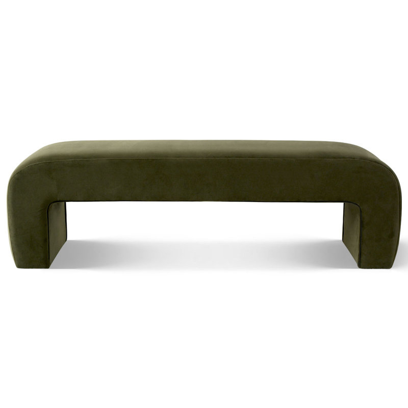 Floranda 60" Fully Velvet Upholstered Waterfall Entryway Bedroom Bench, Green