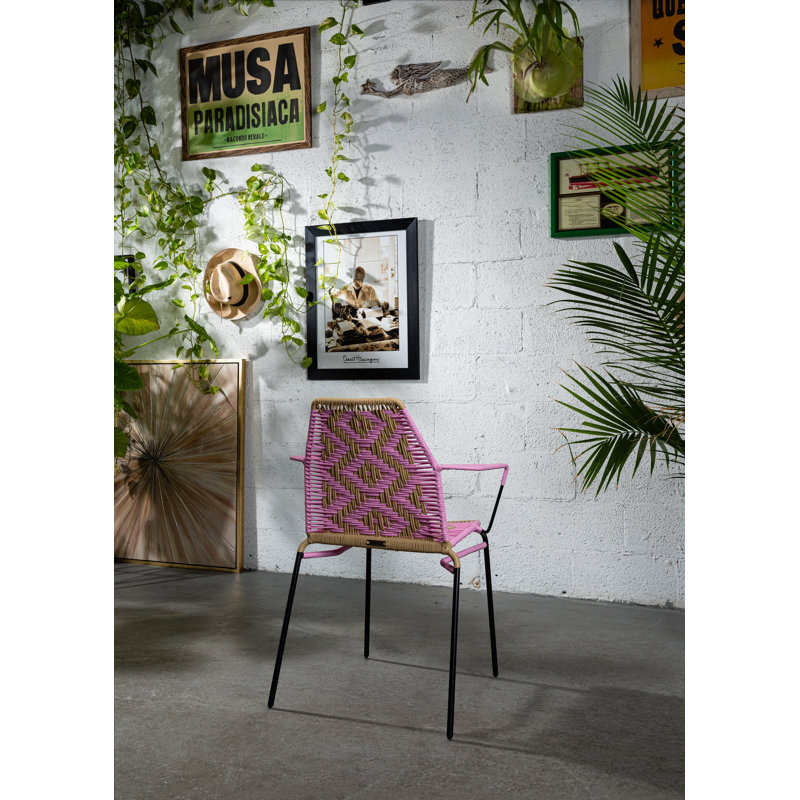 Chaise de salle à manger en métal, Rose