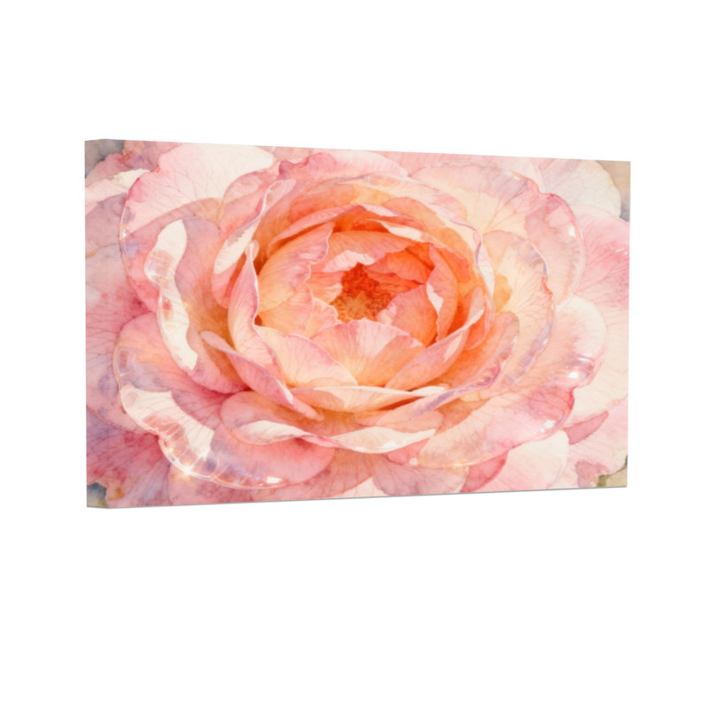 Plantes et fleurs, rose, aquarelle, reproduction d'art, H 24 po x l 36 po