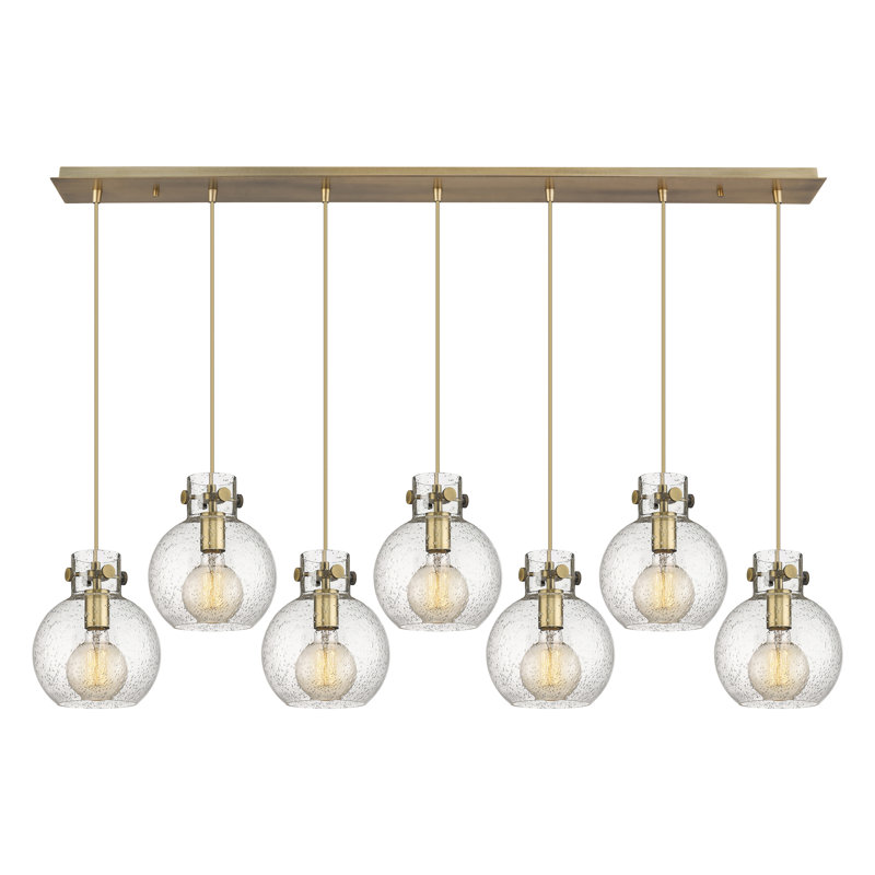 Luminaire suspendu sphère 7 lumières Amrith, Laiton brossé, Bullé