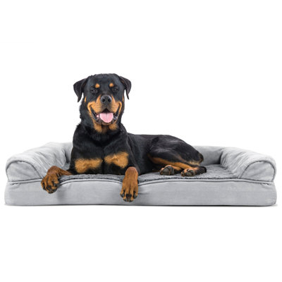  Faux Fleece & Chenille Soft Woven Orthopedic Sofa Pet Bed