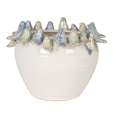 Stoneware Planter with Birds
