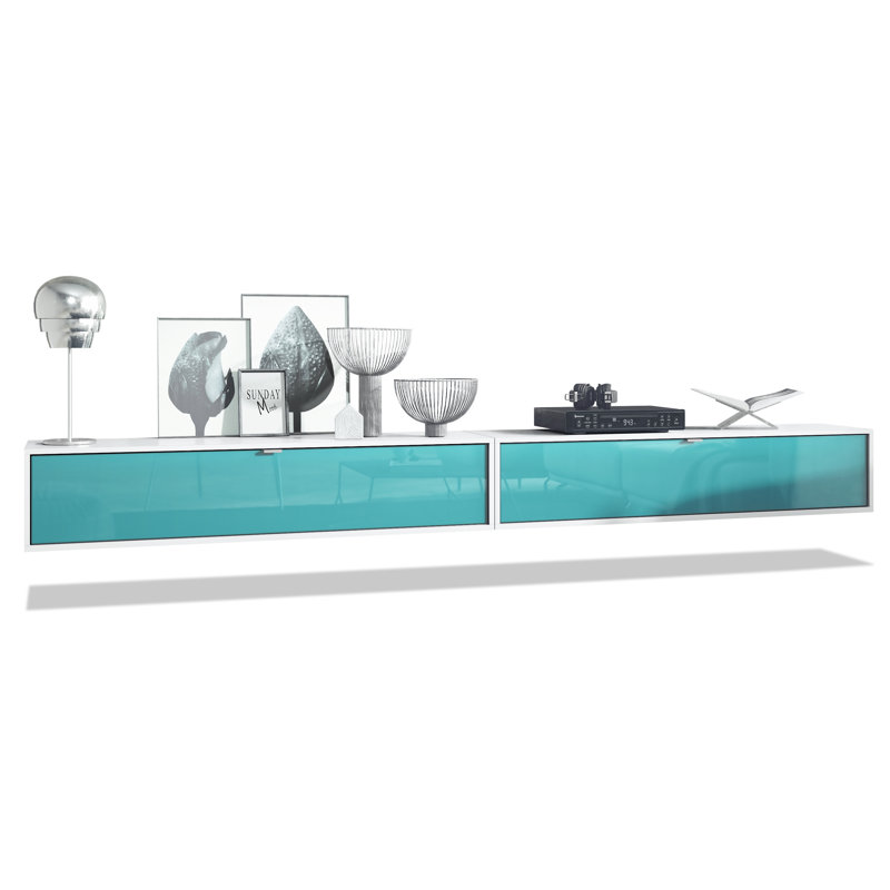 Mccaffrey Unfinished TV Stand for TVs up to 55", White/Petrol High Gloss