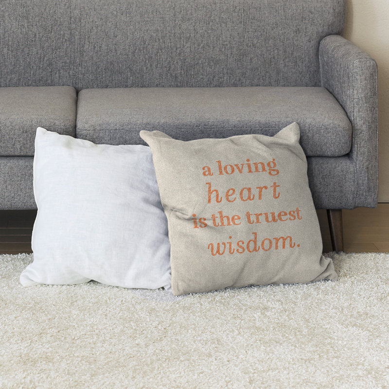 Coussin de sol amour & sagesse, Blanc / Orange, 40 po x 40 po