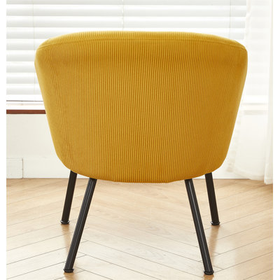 Chaise d'appoint en velours côtelé avec pieds en métal noir