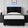 Bed Frame with Headboard and LED Lights, Leather Upholstered Bed Frame, Wingback/Headboard Splicing Design, No Box Spring Needed, Easy Assembly