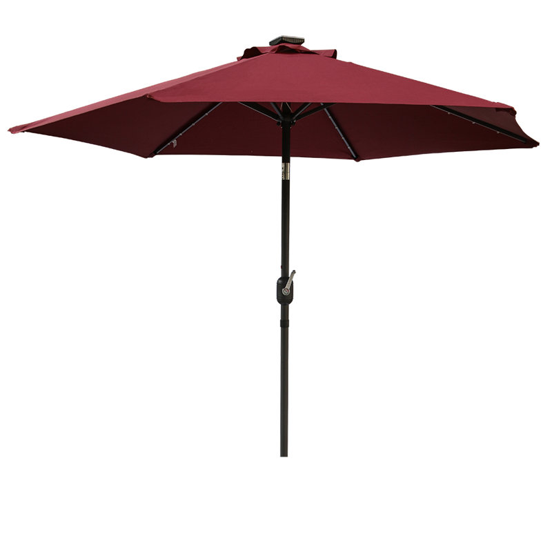 Martigues 2.5m Traditional Parasol with Lights, Wine Red