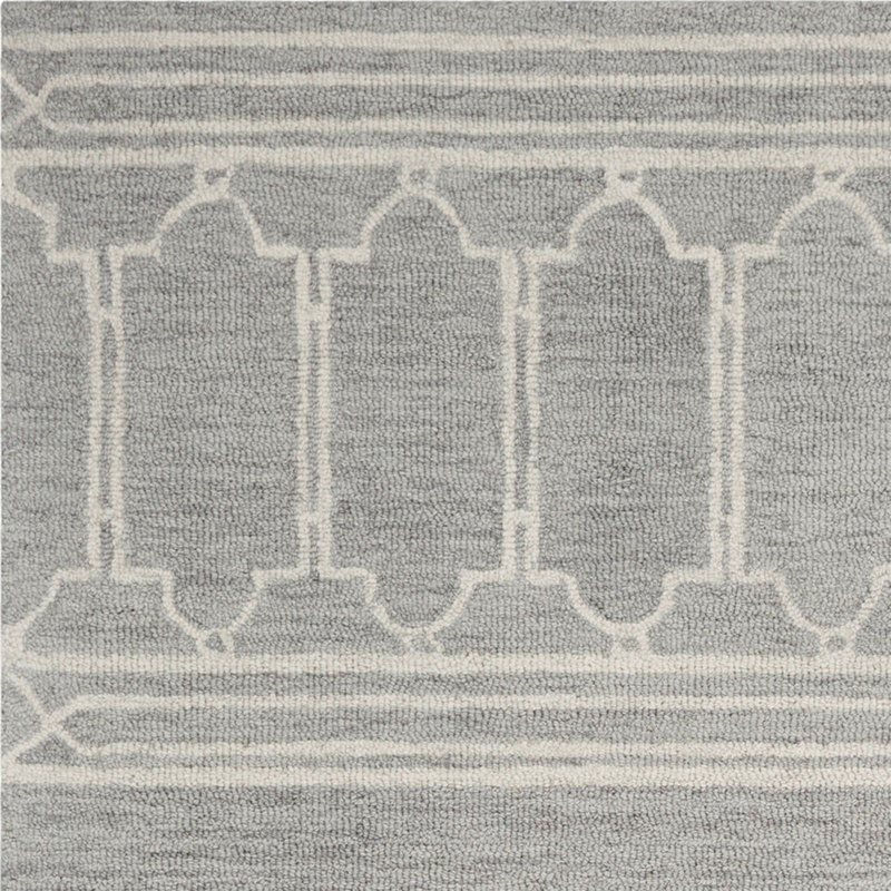 Tapis gris en laine touffeté à la main à motif géométrique McLoud, Rectangle 2 pi 3 po x 3 pi 9 po