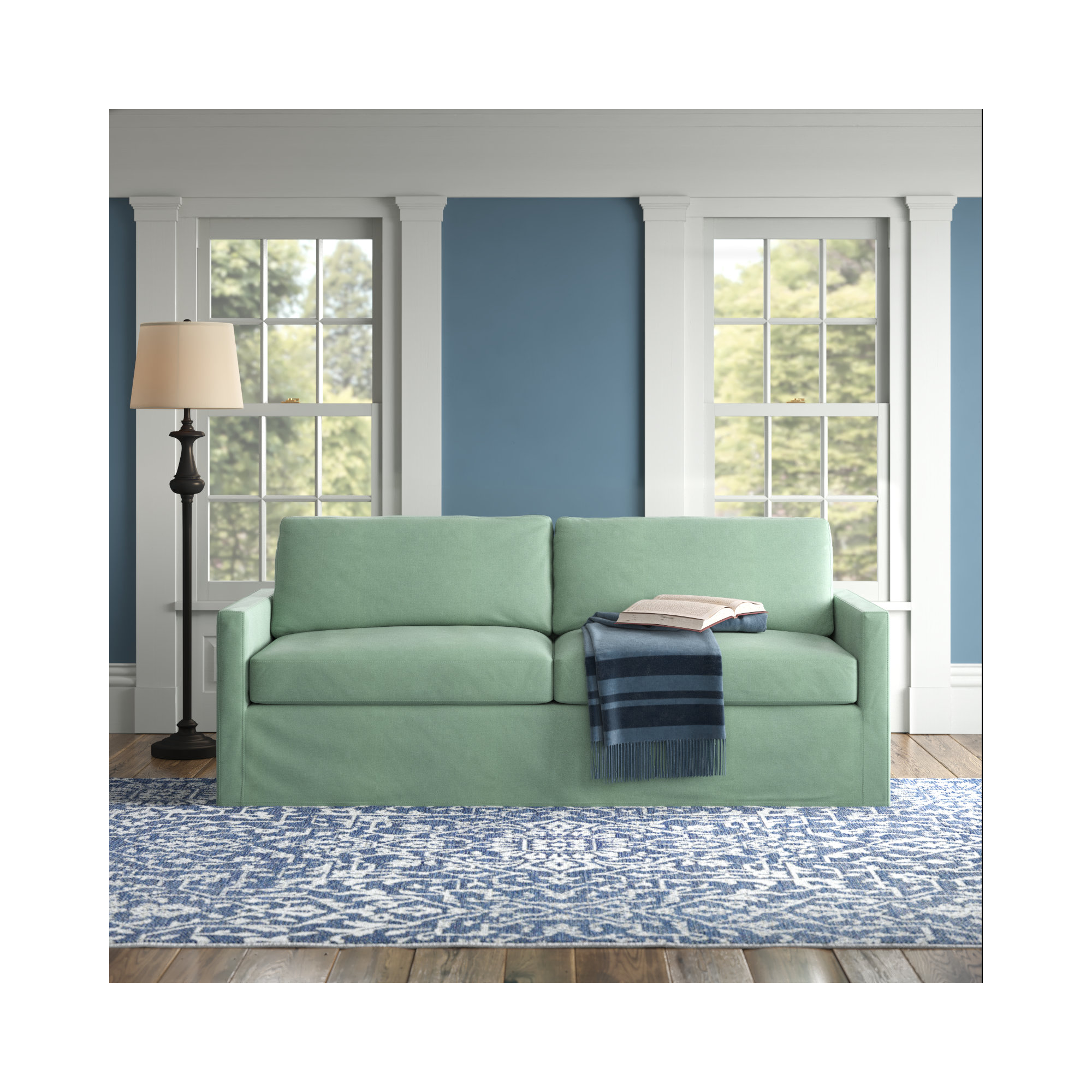 Savannah 84'' Upholstered Sofa, Bayou Spray Canvas