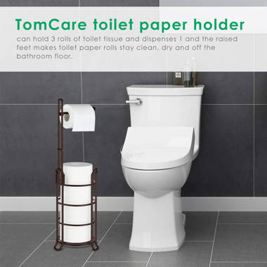 TomCare Toilet Paper Holder Toilet Paper Stand with Raised Feet Metal Bathroom Accessories Tissue Paper Dispenser Free Standing