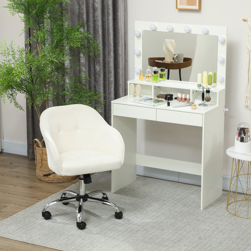 Velvet Office Chair, Cream 
