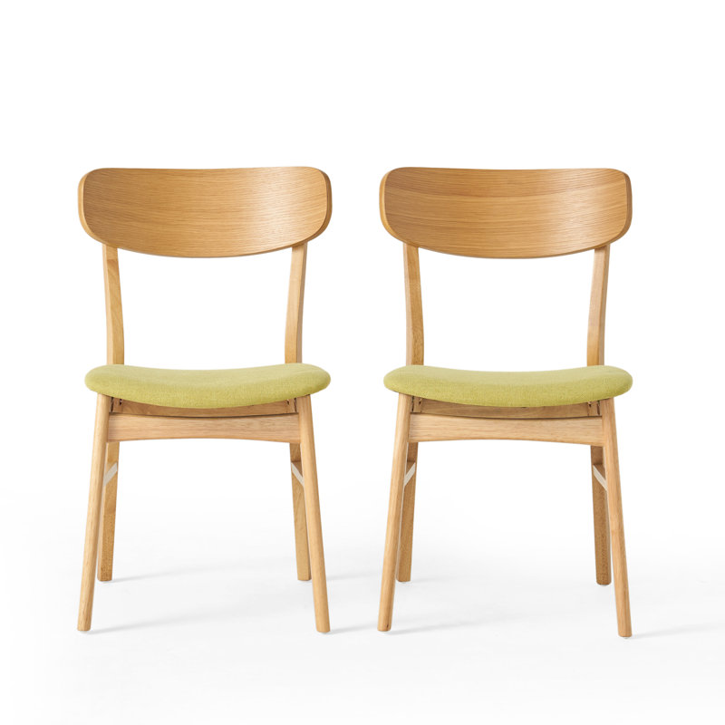 Chaise d'appoint en bois massif Barros, Thé vert, Chêne naturel