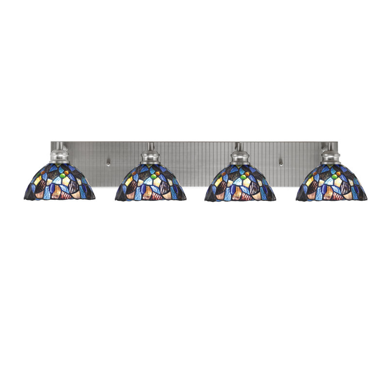 Edge 4 Light Bath Bar With 7" Glass, Brushed Nickel