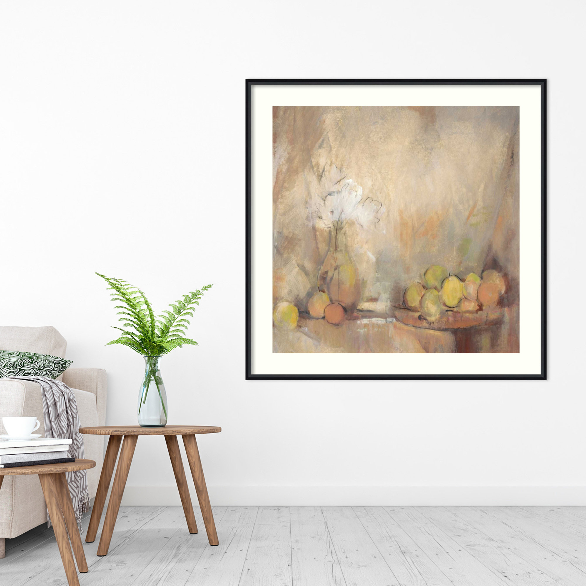 Still Life With Fruit In Study by Tim O'Toole, Black Framed Paper, 33" H x 33" W