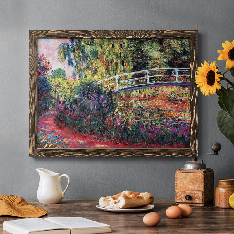 Le pont japonais (l'eau) - reproduction de photo sur toile, Noyer, H 14 po x l 20 po x P 1,5 po