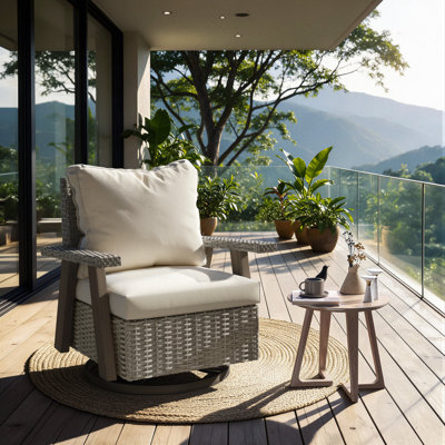 All - Weather Hand - Woven Resin Wicker 360° Swivel Patio Chair With High - Resilience Olefin Cushion - Ideal For Outdoor Living Spaces