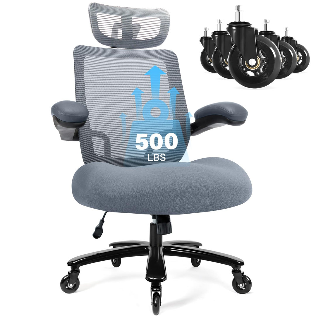 Milya 500LBS Big And Tall Mesh Office Chair With Adjustable  Armrest and Swivel Wheels Inbox Zero Upholstery 