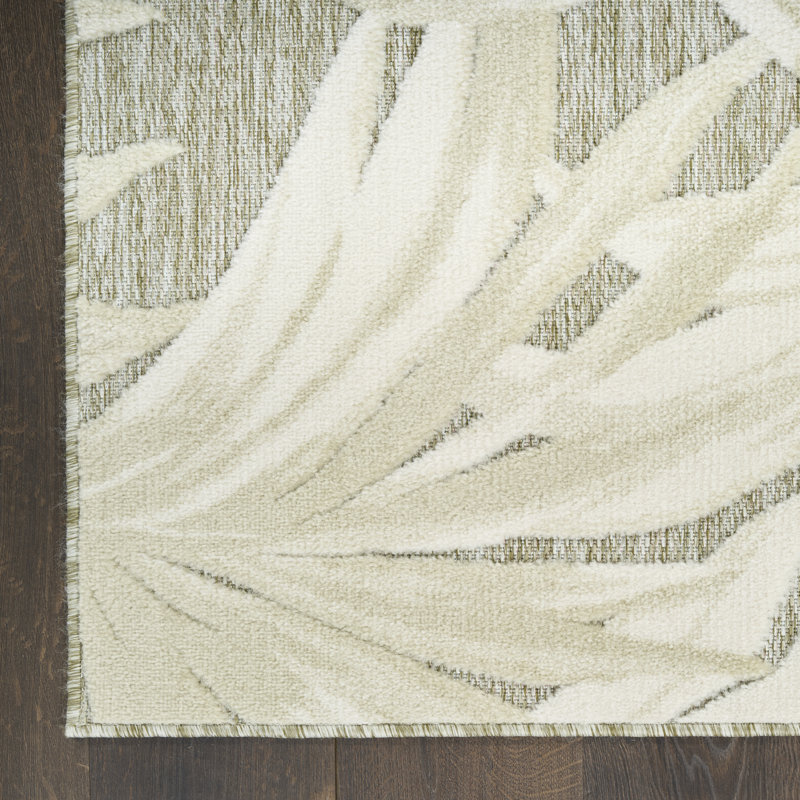 Floral Indoor/Outdoor Ivory Sage Area Rug, Rectangle 107 x 168 cm