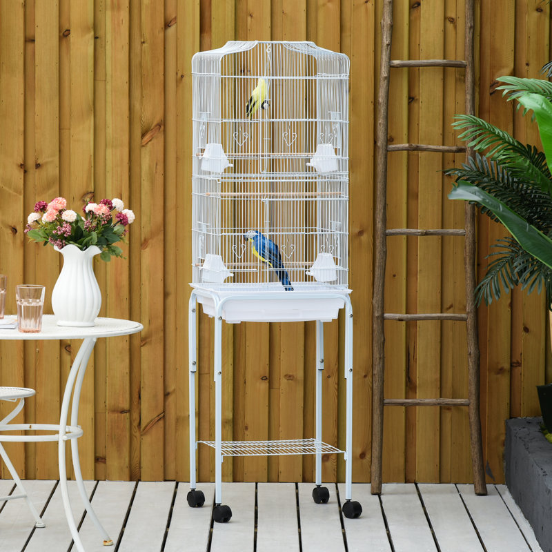 Chaysten 61.81" Play Floor Bird Cage with Wheels, White