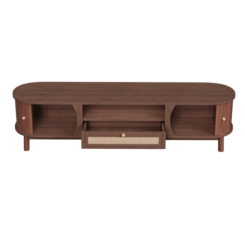 Meuble télé, meuble télé, portes en bois de style champêtre, Bois brun