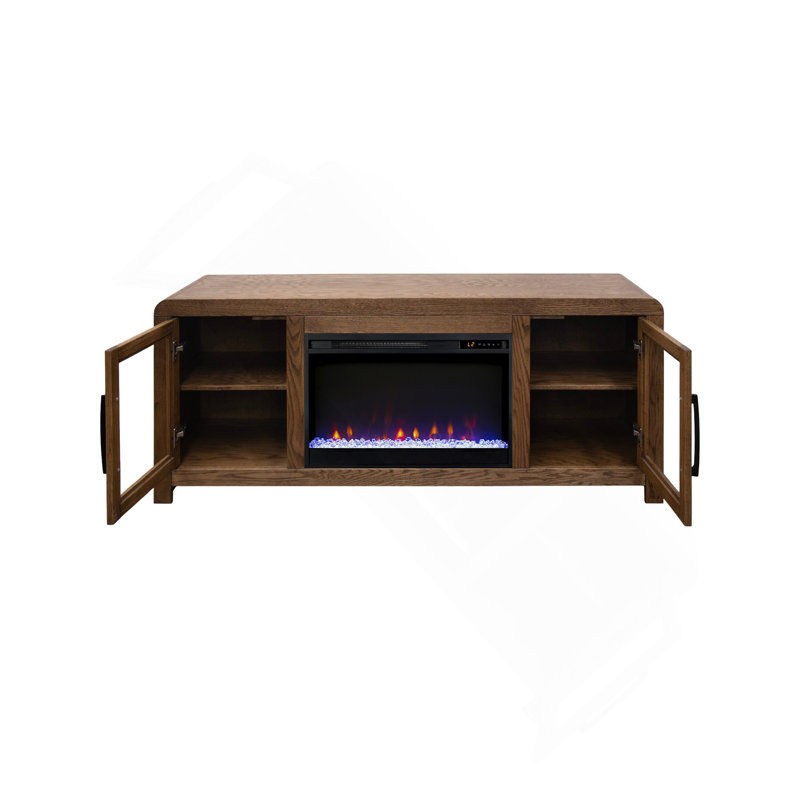 Meuble télé 82 pouces Bourbon, H 26 po x L 82 po x l 17 po, Brun, Oui