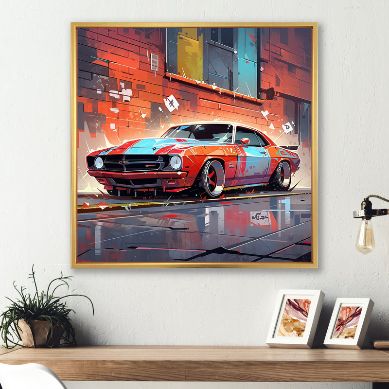 " Graffity Car In Tokyo ", Gold Floater Frame, 24" H x 24" W x 1" D