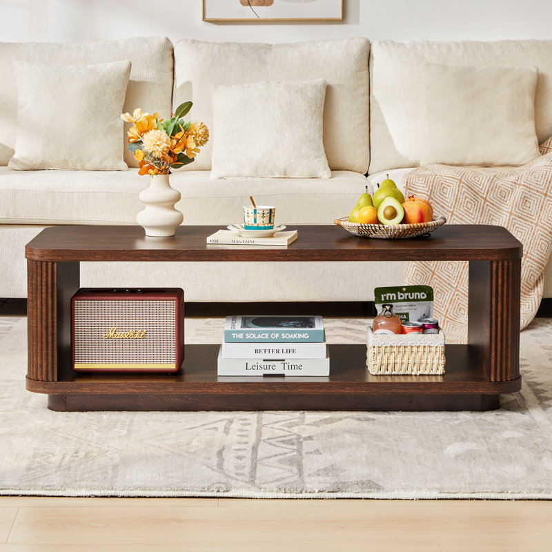 47" Coffee Table with Open Storage, Walnut