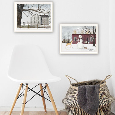 2 art mural blanc hivernal: rehaussez la beauté de votre salon et de votre chambre à coucher avec des affiches