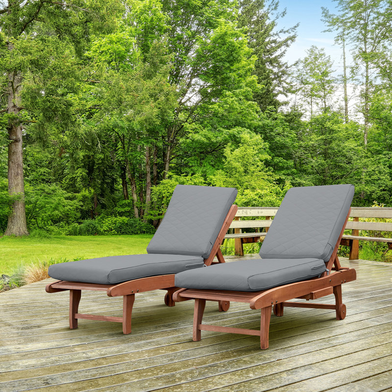 Quilted Patio Chaise Lounge Cushion, 3" H x 21" W x 72" D, Gray