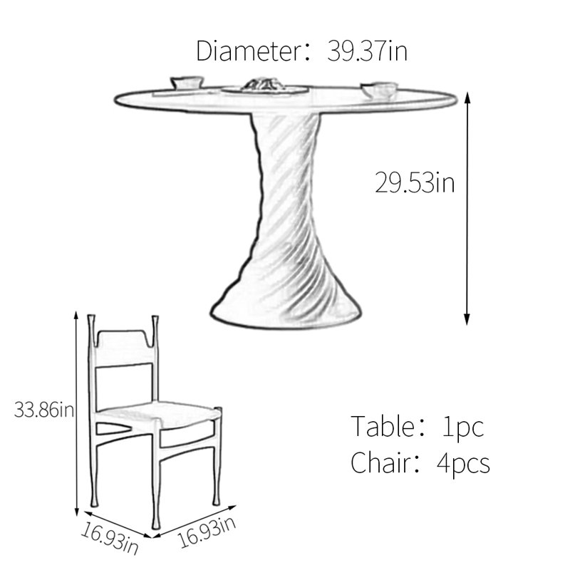 Ensemble de table ronde à pieds rotatifs, H 29,53 po x L 39,37 po x l 39,37 po, Brun