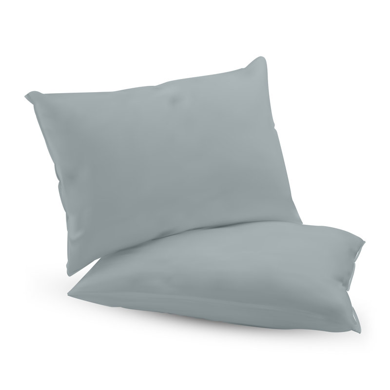 Ensemble de 2 taies d'oreiller en microfibre / polyester pour chambre d'amis, Grand, Gris clair