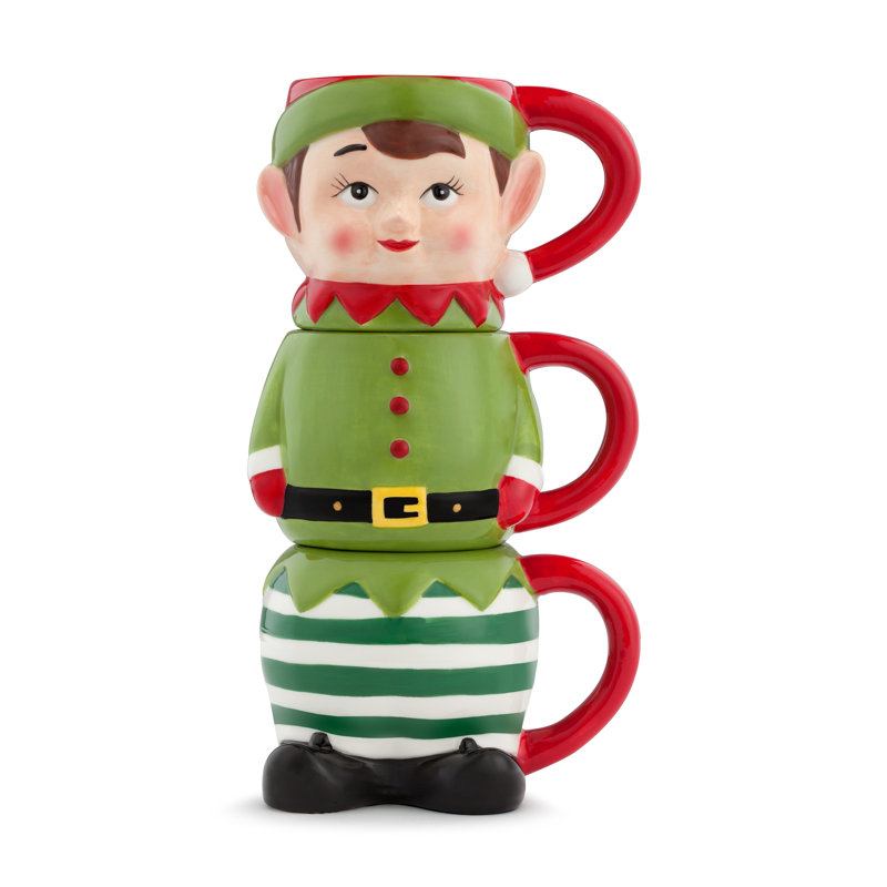 Nostalgic 12oz 3 Piece Ceramic Stacking Mugs - Elf