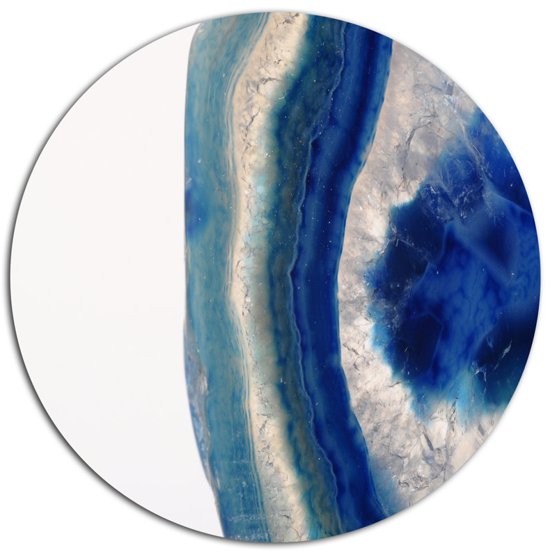 Macro de pierre d'agate bleue - impression sur métal, H 36 po x l 36 po