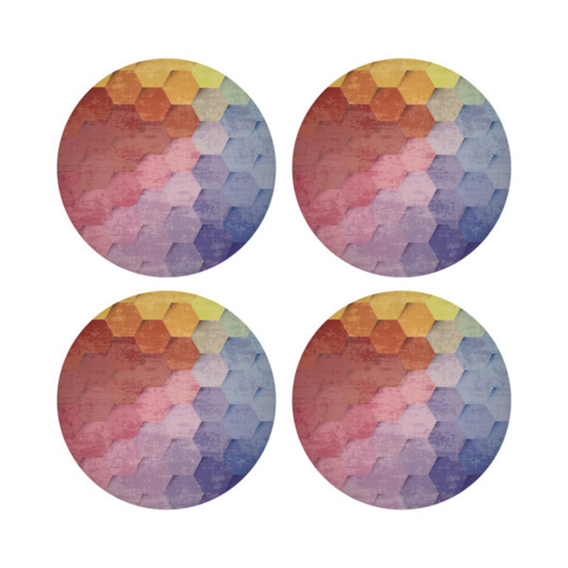 Hex Pebble 16" Vinyl Placemat, Red/Orange/Blue