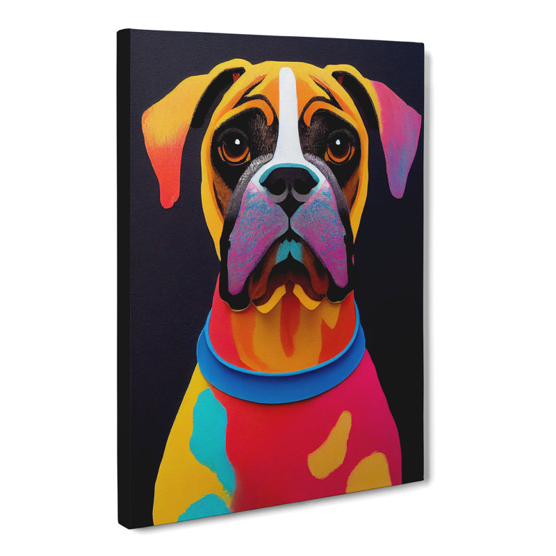 Boxer Dog Crayon - Wrapped Canvas, 60cm H x 40cm W x 3cm D